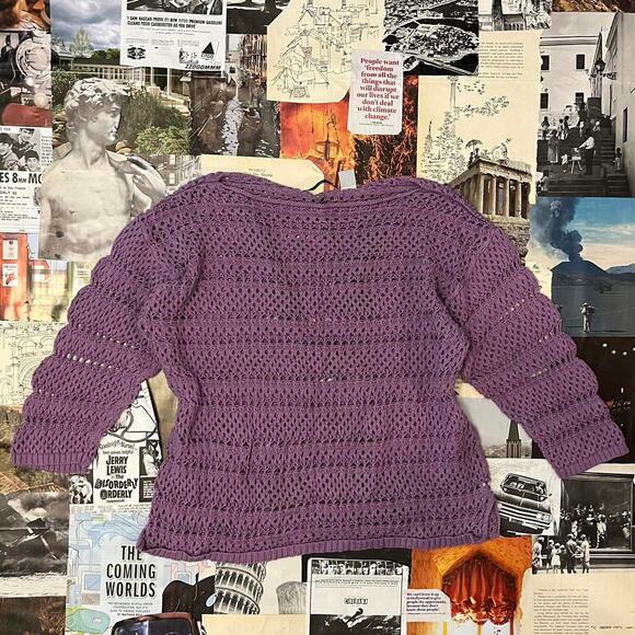 Purple crochet style sweater has - Picture 1 of 4